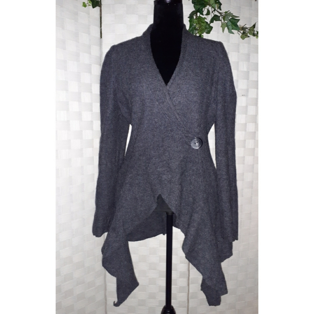 Linea Domani Assymetric 100% Wool Cardigan